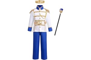 ODOLDI Boys Prince Charming Costume Kids Medieval Royal Prince Outfit Toddler Prince King Halloween Birthday Fancy Dress Up Costumes