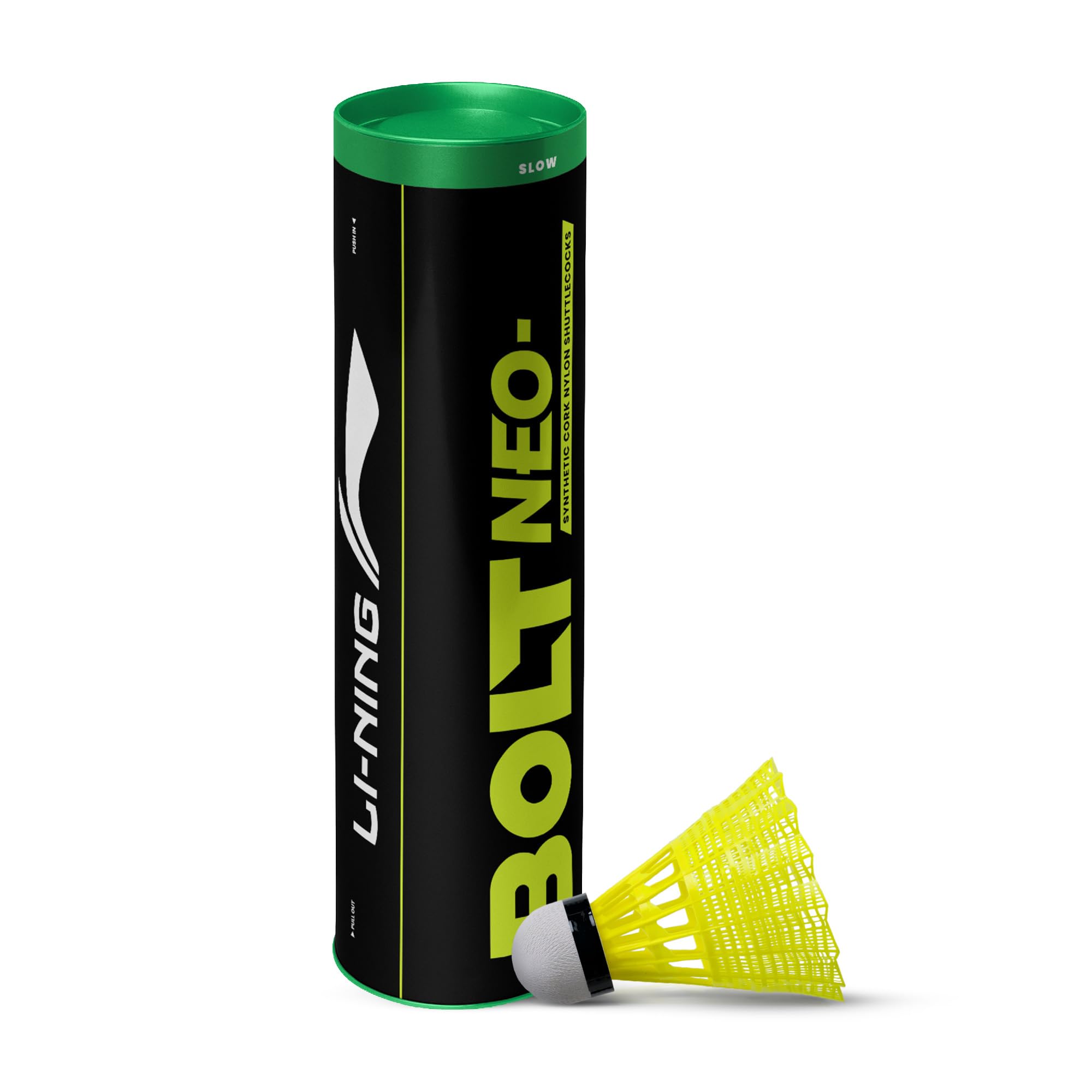 Li-Ning Bolt Neo Nylon Badminton Shuttlecocks (Yellow, Slow Speed) Synthetic Cork