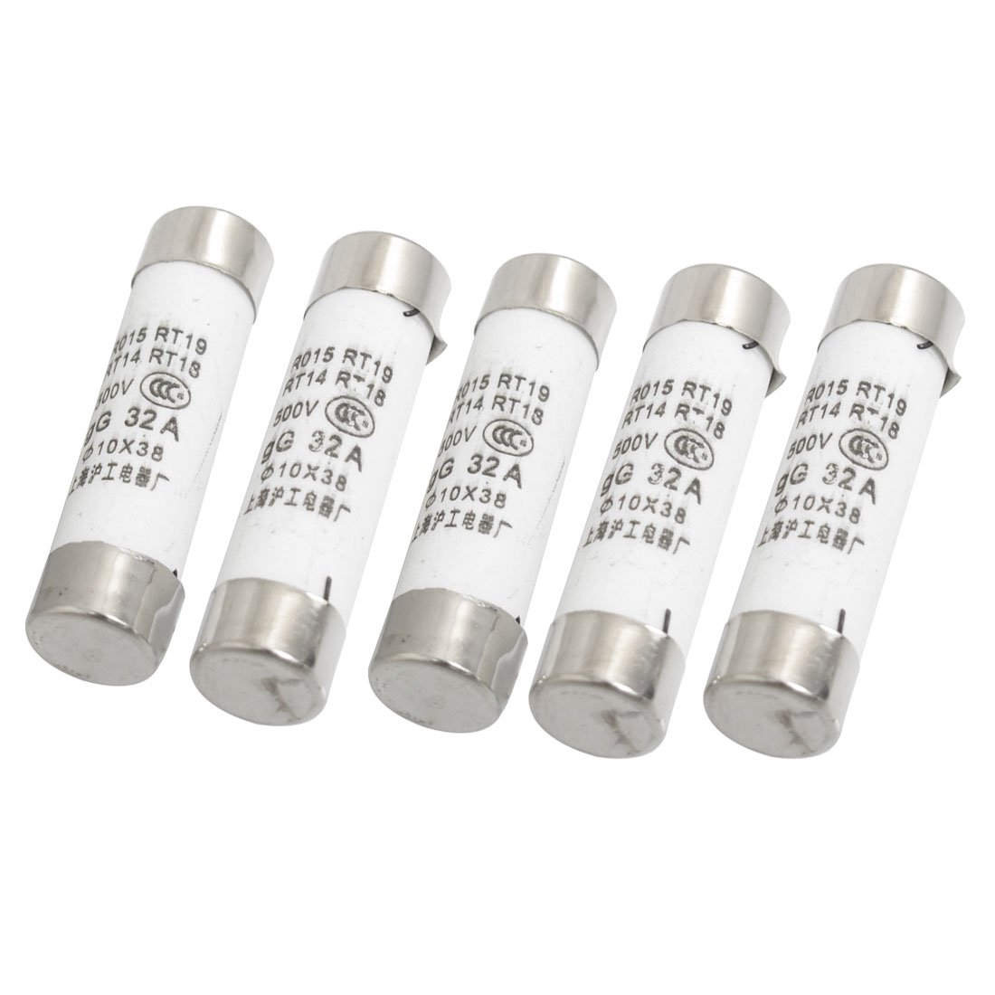 Sourcingmap 5 Pcs 10 x 38mm 500V 32A Electrical Cylindrical Fuse Links R015-32