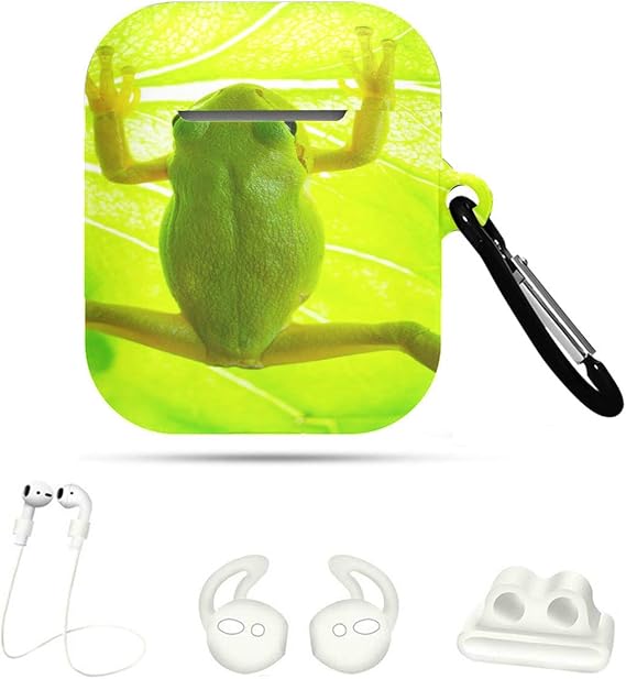 Custom Airpod Case Green Tree Frog On The Leaf Close Up 5 In 1 Airpod