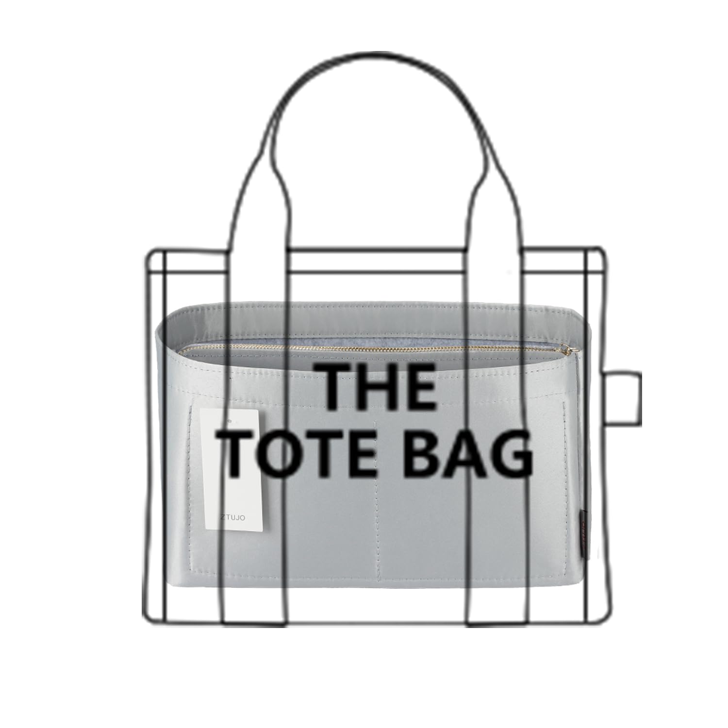 Photo 1 of Purse Organizer Insert For Handbags, Purse Organizer With Zipper, Neverfull Organizer, Bag Organizer For Speedy Neverfull ONTHEGO Tote, Handbag and More (Silky Grey, Mini)