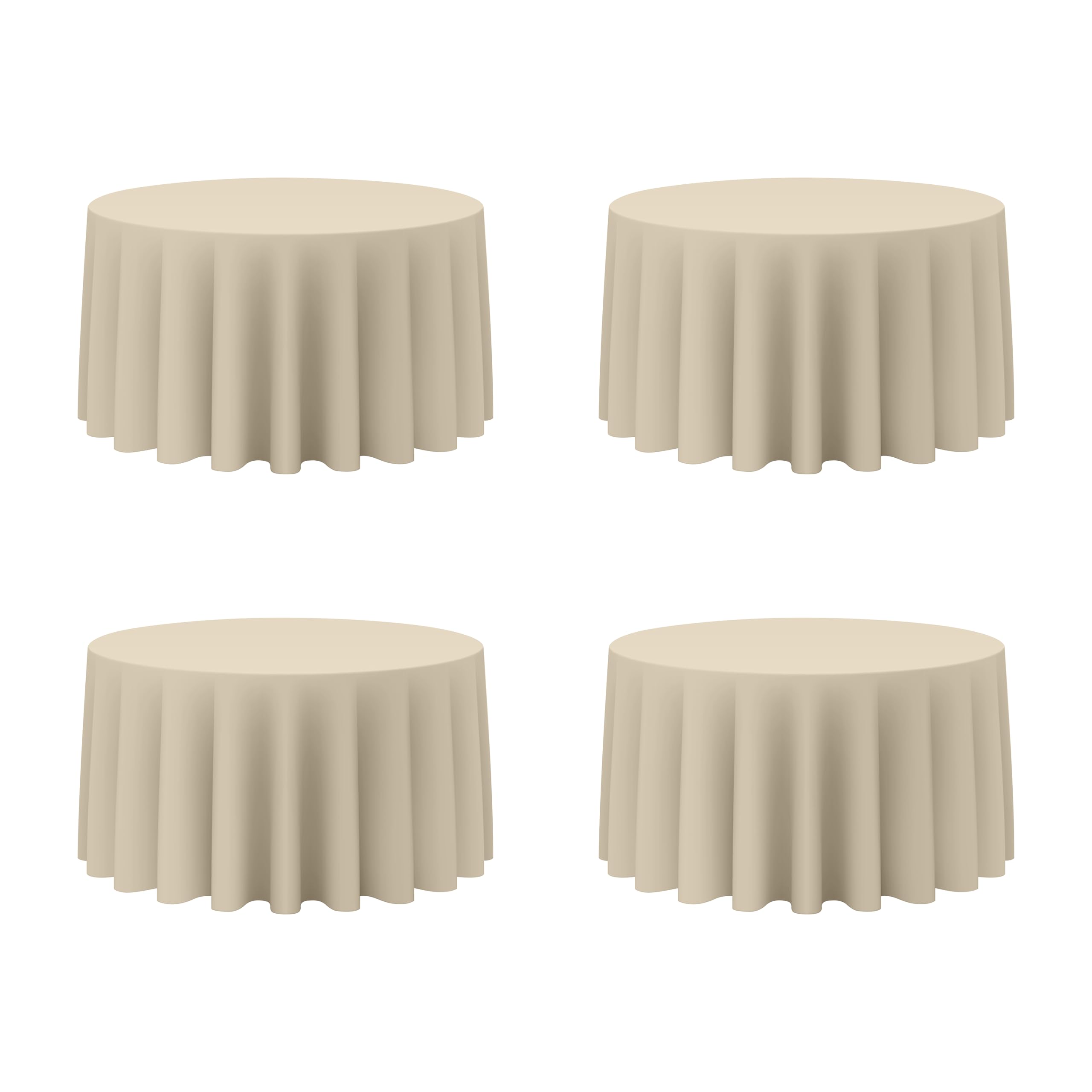 Photo 1 of BRILLMAX 4 Pack Beige Round Tablecloths 120 Inch - Circle Bulk Linen Polyester Fabric Washable Table Cloth Cover for Wedding Reception Banquet Birthday Party Buffet Restaurant