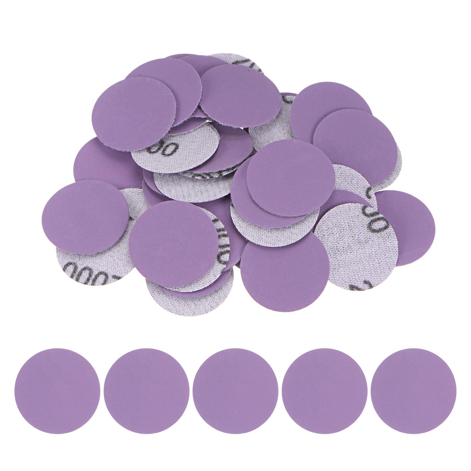 Kozelo 50pcs Premium Sanding Discs Hook and Loop - [1 Inch x 2000 Grits] Purple Sandpapers Mini Size for Jewelry Wood Metal Polishing