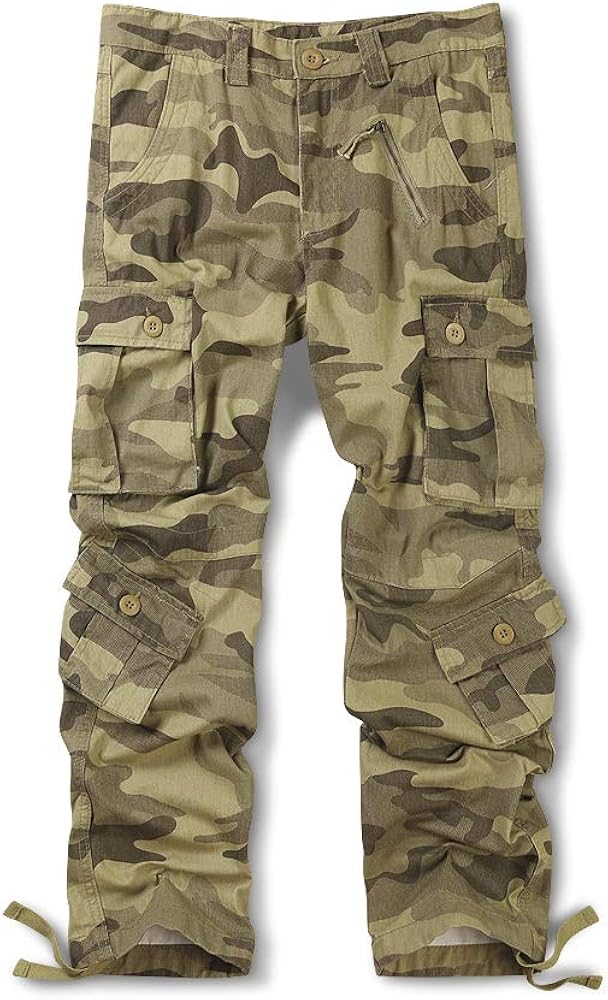 OCHENTA Men's Casual Military Cargo Pants, 8 Pockets Work Combat Outdoor Trousers at  Men’s Clothing store
