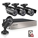 ZOSI 8CH 720P DVR Recording Smart Surveillance System kit 4PCS 3.6mm lens High Resolution IP66 1200TVL infrared Security Camera Kit with 1TB Hard Drive (Full 720P, 1080P HDMI Output, Weatherproof)