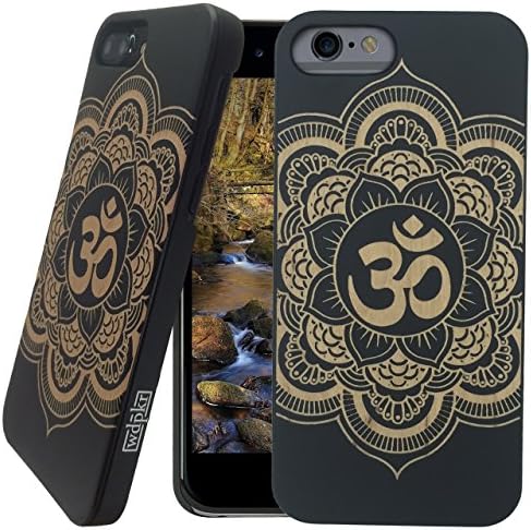 Wood iPhone Case - iPhone 6s PLUS / iPhone 6 PLUS Case - WDPKR Wooden Phone Cover - UNIQUE High Contrast Black Painted Wood Bumper Accessory for Apple iPhone 6s PLUS / 6 PLUS (Mandala OM)