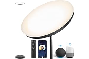 OUTON Smart LED Floor Lamp, 30W/3000LM Dimmable Bright Torchiere Sky Lamp Compatible with Alexa Google Home, WiFi Remote, Tall Standing Lamp with 4 Color Temperature for Living Room Bedroom Office