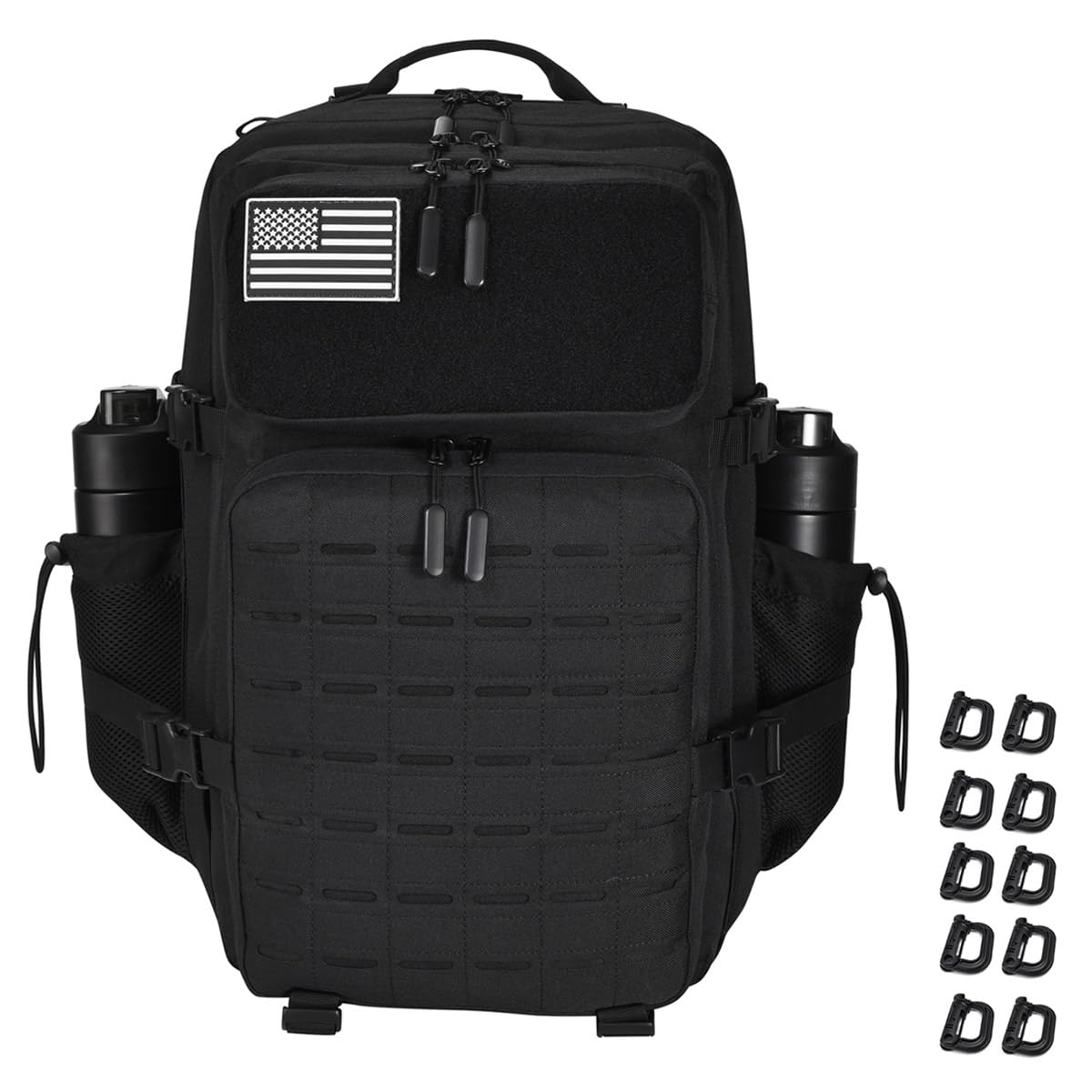 R.SASR Military Tactical Backpack 45L Large Tactical Backpack for Men, Hiking Rucksack With Bottle Holder (Black-2.1) Image