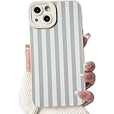 NITITOP Compatible with iPhone 13 Case Cute Stylish Line Stripe Pattern Design for Women Girls Soft TPU Shockproof Full Camera Protective Phone Cover - Gray