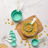 RUNZI 8 Pcs Measuring Cups and Spoons Set Stainless Nesting Green view 7