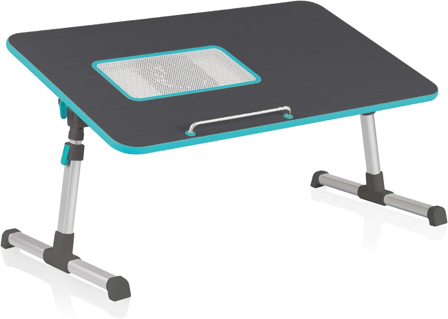 LIFEZEAL Table Haute Mobile à 4 roulettes, Table d'Ordinateur Portable Réglable en Hauteur de 71 à 93 cm avec Support de Souris Séparé, Table Roulante pour Lit (Noyer