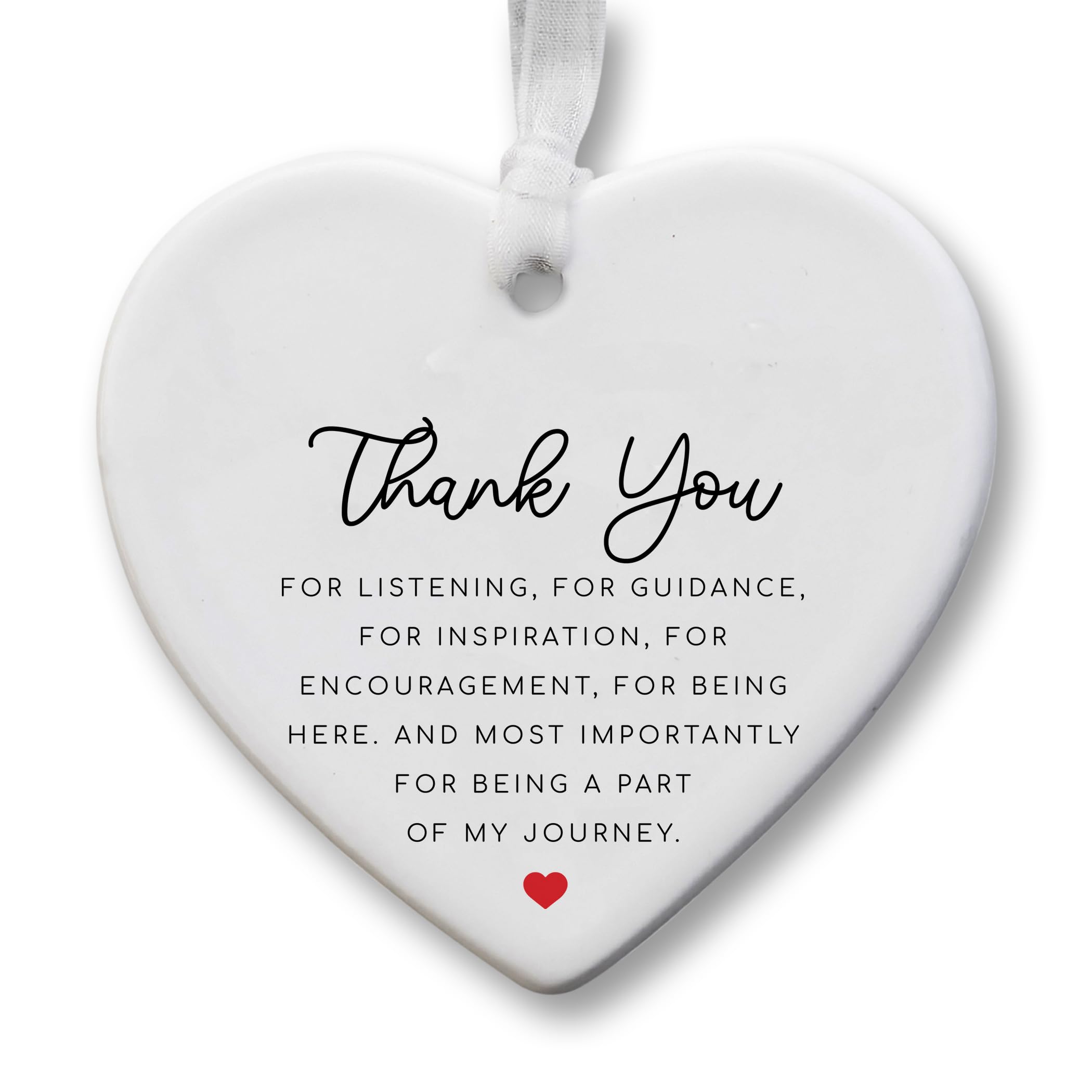 Thank You Gift Ceramic Hanging Heart Plaque (8cm x 7cm) – Appreciation Keepsake “For Listening, Guidance & Support” – Thank You Gift for Friend, Teacher, Mentor or Colleague