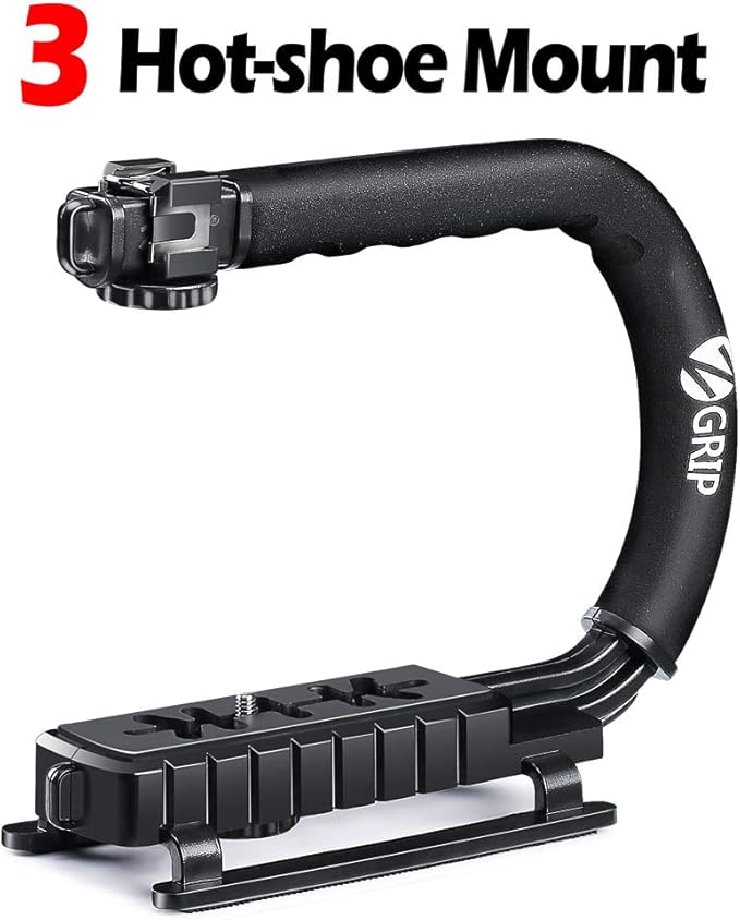 Zeadio Triple HotShoe Mounts Handheld Stabilizer, Video Stabilizing
