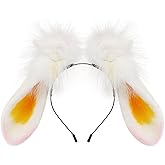 HAOAN Cute Bunny Ears Headband Faux Fur Rabbit Ear Hairhoop Anime Cosplay Costume Accessory