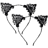 WLLHYF Lace Cat Ear Headband Halloween Costume Hairband Party Hoop Fancy Dress Headwear Festival Cosplay Hair Accessory