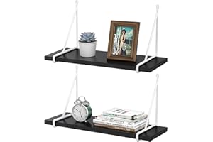 Homaz life Floating Shelves Wall Mounted Set of 2, Storage Decor Shelves for Living Room Bedroom Garage Hallway, Black