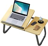HOFLERA Laptop Bed Table Desk with Foldable Legs Cup Slot Reading Holder