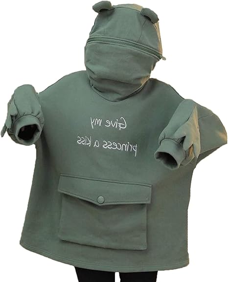 Amazon Co Jp 少女のかわいいカエルパーカーの特大の厚いカジュアルルーズジッパーフード付き春 秋 冬に適したポケット付き Color H Size 2 M ホーム キッチン