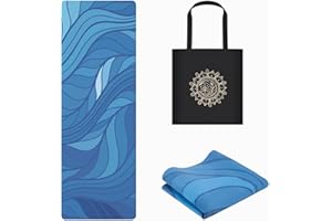 JOOEER Foldable Yoga Mat, Non-slip Suede Fitness Mat With Carry Bag for Hot Yoga, Exercise, Pilates, 1.5mm Thick Lightweight 