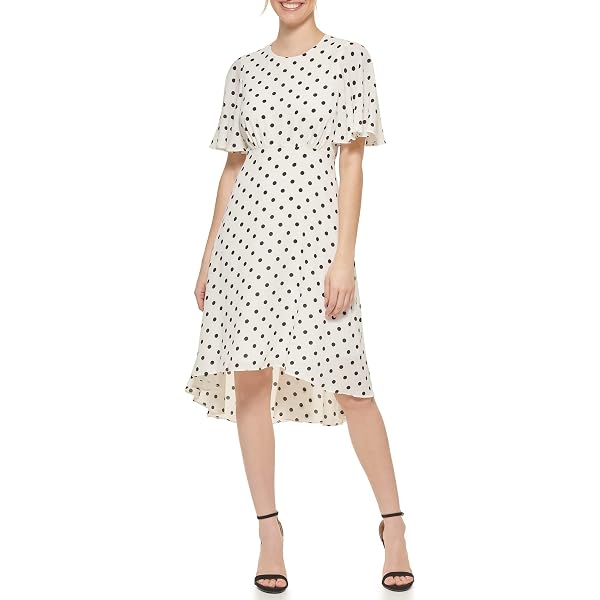 Eliza J Women's Bell Sleeve Dress with Pleated Hem, Navy, 8 at Amazon  Women's Clothing store