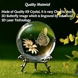 IFOLAINA 60mm Crystal Ball 3D Butterfly Paperweight Glass Sphere Decoration view 6