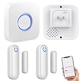 YisTech Caregiver Pager WiFi Door Alarms for Dementia Patients with Phone App,WiFi Smart Door Sensor Alarm for Kid Safety/Home Security/Elderly/Business/Store/Mailbox(2 Sensor 1 Gateway)