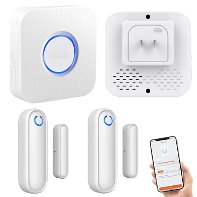 YisTech Caregiver Pager WiFi Door Alarms for Dementia Patients with Phone App,WiFi Smart Door Sensor Alarm for Kid Safety/Home Security/Elderly/Business/Store/Mailbox(2 Sensor 1 Gateway)
