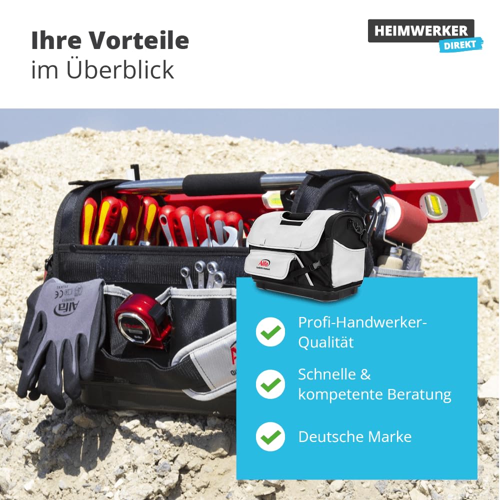Alfa Werkzeugtasche 42x23x30cm - wasserdichte Bodenschale, gepolsteter Tragegriff - robust strapazierfähig konfortabel geräumig leicht 4