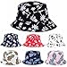 Dealzip Inc? Ladies Women Summer Headwear Pineapple pattern Wide Rim Flat Fishing Bucket Hat-White
