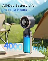 EasyAcc Portable Handheld Turbo Fan 5 Speeds 4000mAh USB-C Rechargeable Black view 4