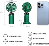 Jsdoin Hand Held Fan USB Rechargeable 5 Speeds with LED Display Green view 3
