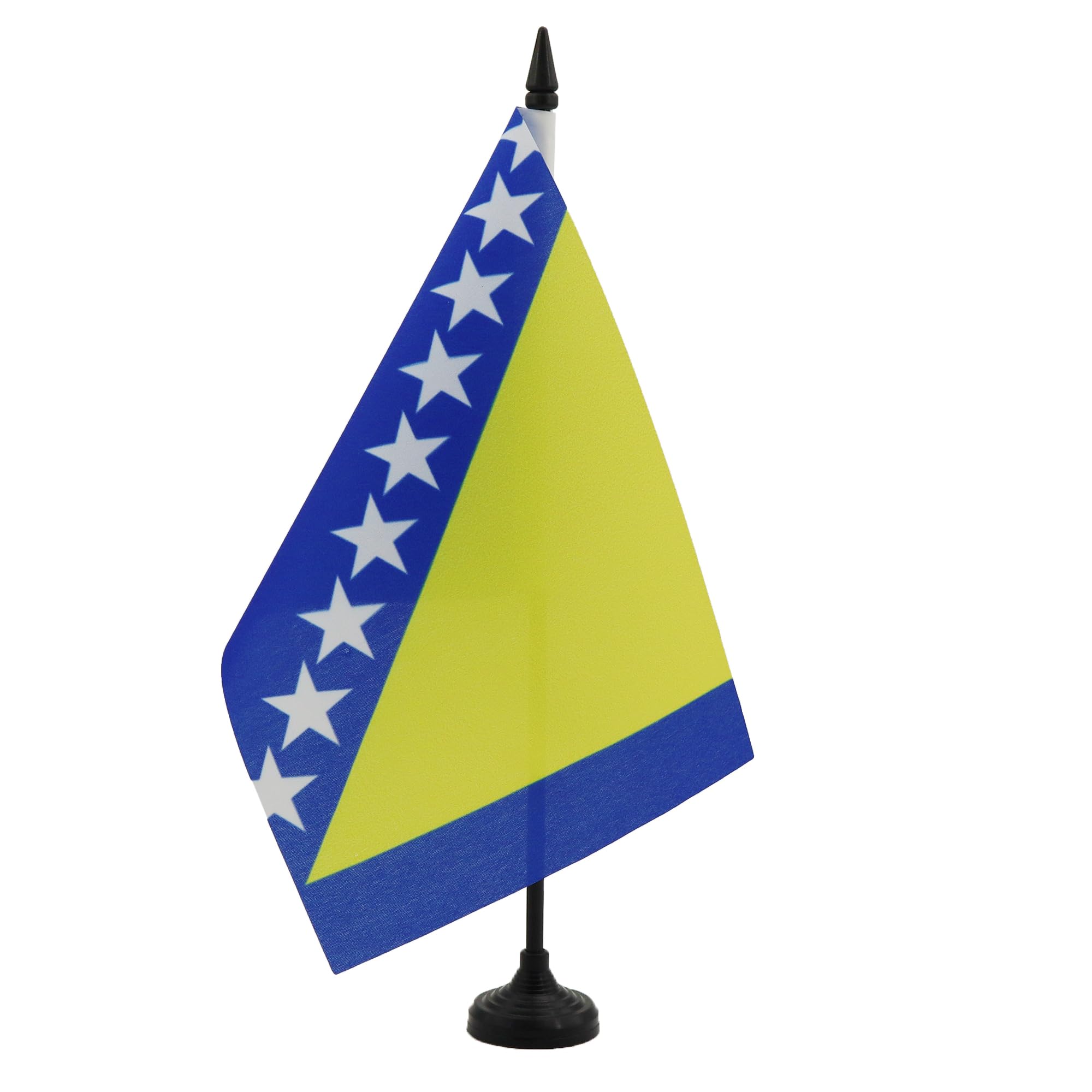 AZ FLAG Bosnia and Herzegovina Table Flag 5'' x 8'' - Bosnian Herzegovinian Office Decoration 100% Polyester 21 x 14 cm - Mini Desk Flag with Pole and Black Plastic Base — image 1