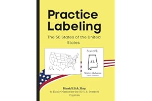 Practice Labeling The 50 States of the United States: Blank U.S.A. Map to Easily Memorize the 50 U.S. States & Capitals