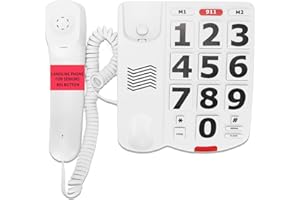 Corded Phone, Big Button Senior Landline Phones for Impaired Hearing and Vision, Ringer, Desktop Fixed Telephone for Home, Of