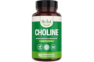 Nested Naturals Choline Bitartrate 500mg - High Potency Choline Supplements - Supports Cognitive Performance & Liver Function - 100% Vegan & Non-GMO Choline - 90 Vegan Capsules