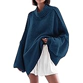 Saodimallsu Womens Oversized Sweaters Mock Neck Batwing Long Sleeve 2026 Fall Trendy Ribbed Knit Casual Tunic Sweater
