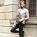 BAIGIO Men's Retro Leather Chest Bag Shoulder Sling Backpack Crossbody (Brown)