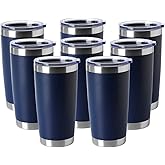 HASLE OUTFITTERS 20oz Tumblers Bulk Stainless Steel Cup with Lid Double Wall Vacuum Insulated Coffee Mug for Cold & Hot Drinks 8 Pack, Navy