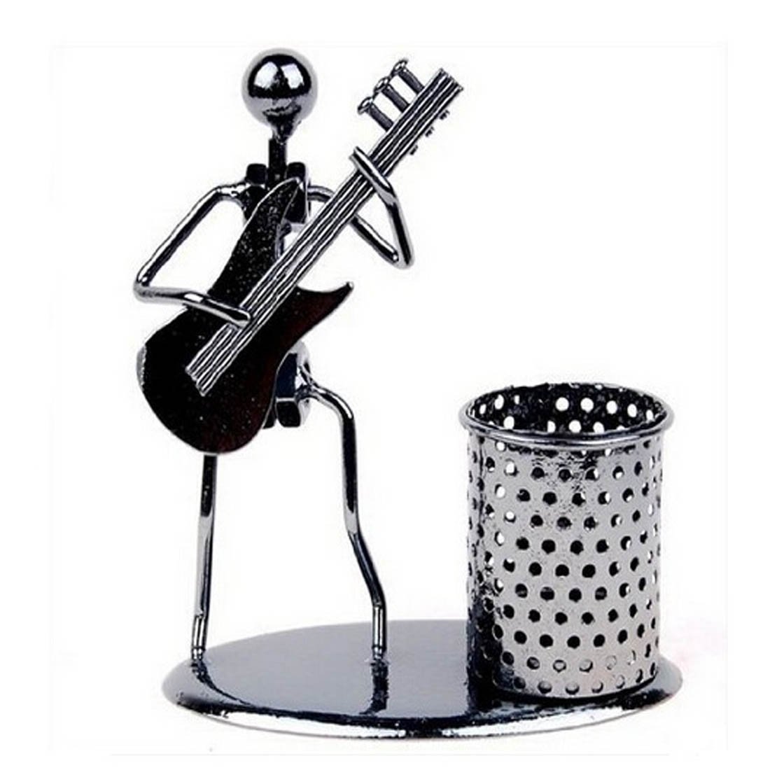 School Days Iron Men Art Music Instrument Metal Pencil Cup Pen Container Holder Pencil Pot Organizer (Electric Guitar)
