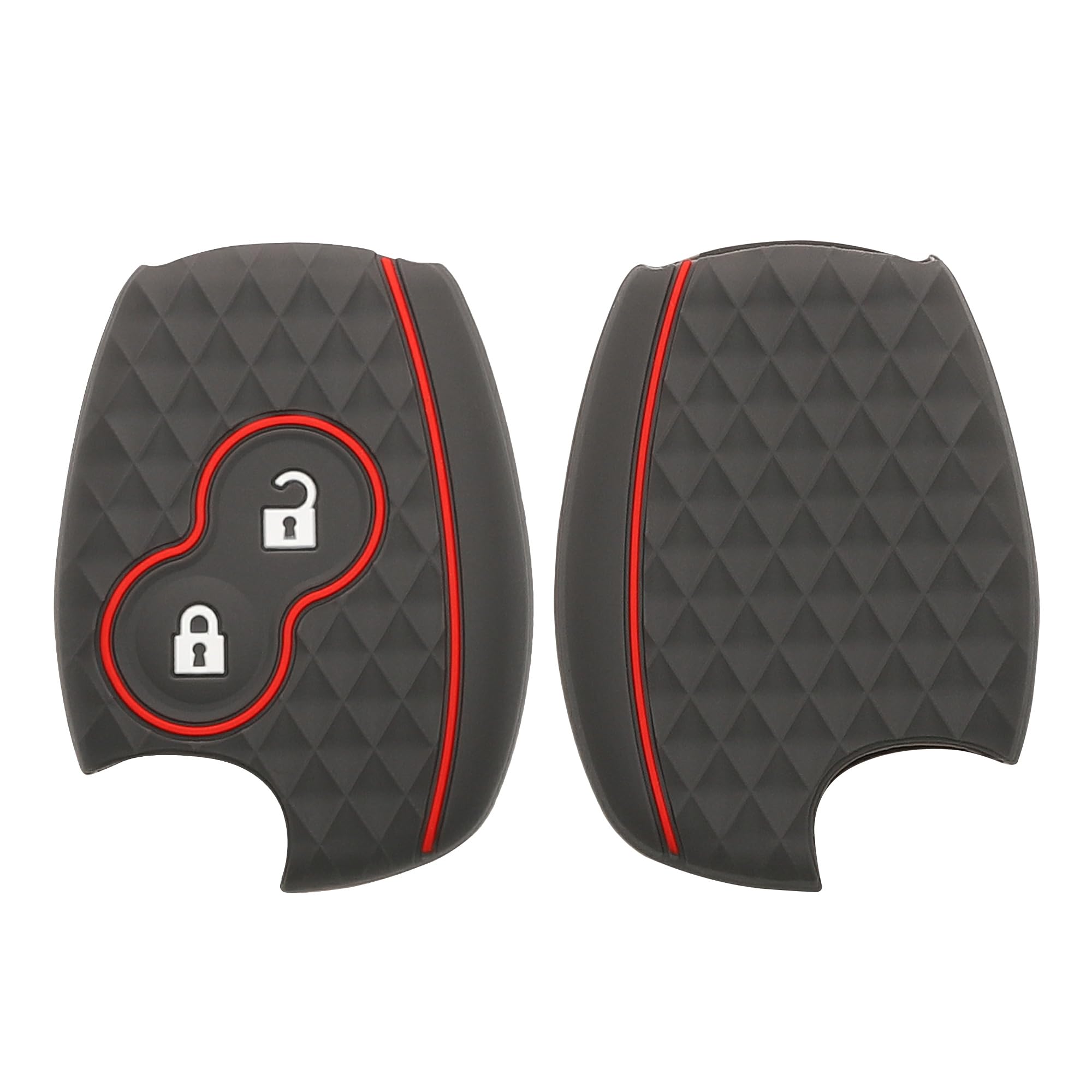 kwmobile Key Cover Compatible with Renault Dacia 2 Button Car Key - Soft Silicone Car Key Fob Holder Protector Case - Black Matte/Red