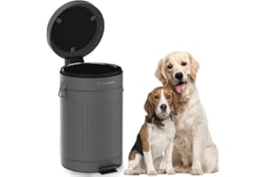PAWZIDEA Dog Poop Trash Can Outside Odor Control, 3.1Gallon Large Dog Poop Can Outdoor with Lid No Smell, Waterproof Dog Waste Trash Can, Dog Waste Station Step Garbage Can Bin Container Backyard,Grey