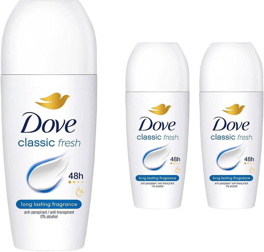 Dove Classic Roll On Antiperspirant Deodorant 48H Fresh Women 50ml Pack of 3