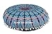Third Eye Export Boho Room Decor Aesthetic: Vintage Indie Blue 32 Inches Indian Mandala Round Pillows Meditation Cushion Cover, Perfect for Cottagecore Hippie Room Decor (Blue 1)