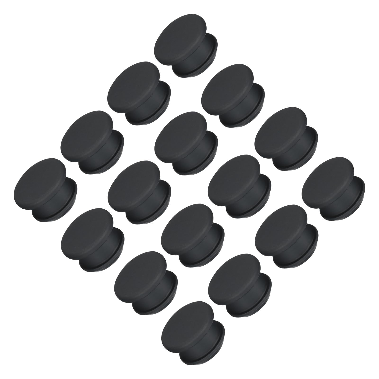 TOP-VIGOR 16Pcs Silicone Snap in Locking Hole Plugs, 13.5mm Diameter Hole Stoppers, Rubber Panel Seal Cover Flush Type Panel Round for Kitchen Rubber Bulkheads Waterproof Sealing Plugs, Black