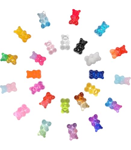80Pcs Cute Gummy Bear Cabochons - 8 Color Flatback Acrylic Charms For Nail Art, Jewelry & Crafts