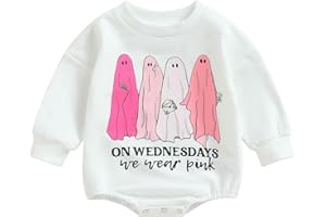 Lamuusaa Newborn Baby Girl Boy Halloween Outfits Long Sleeve Pumpkin Romper Sweatshirt Oversized Sweater Fall Tops