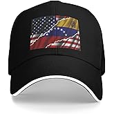 Baseball Cap USA American and Venezuela Venezuelan Friendship Flag Hats for Men Women Classical Casual Adult Adjustable Comfortable Trucker Caps Dad Hat Golf Tennis Running Sports Black