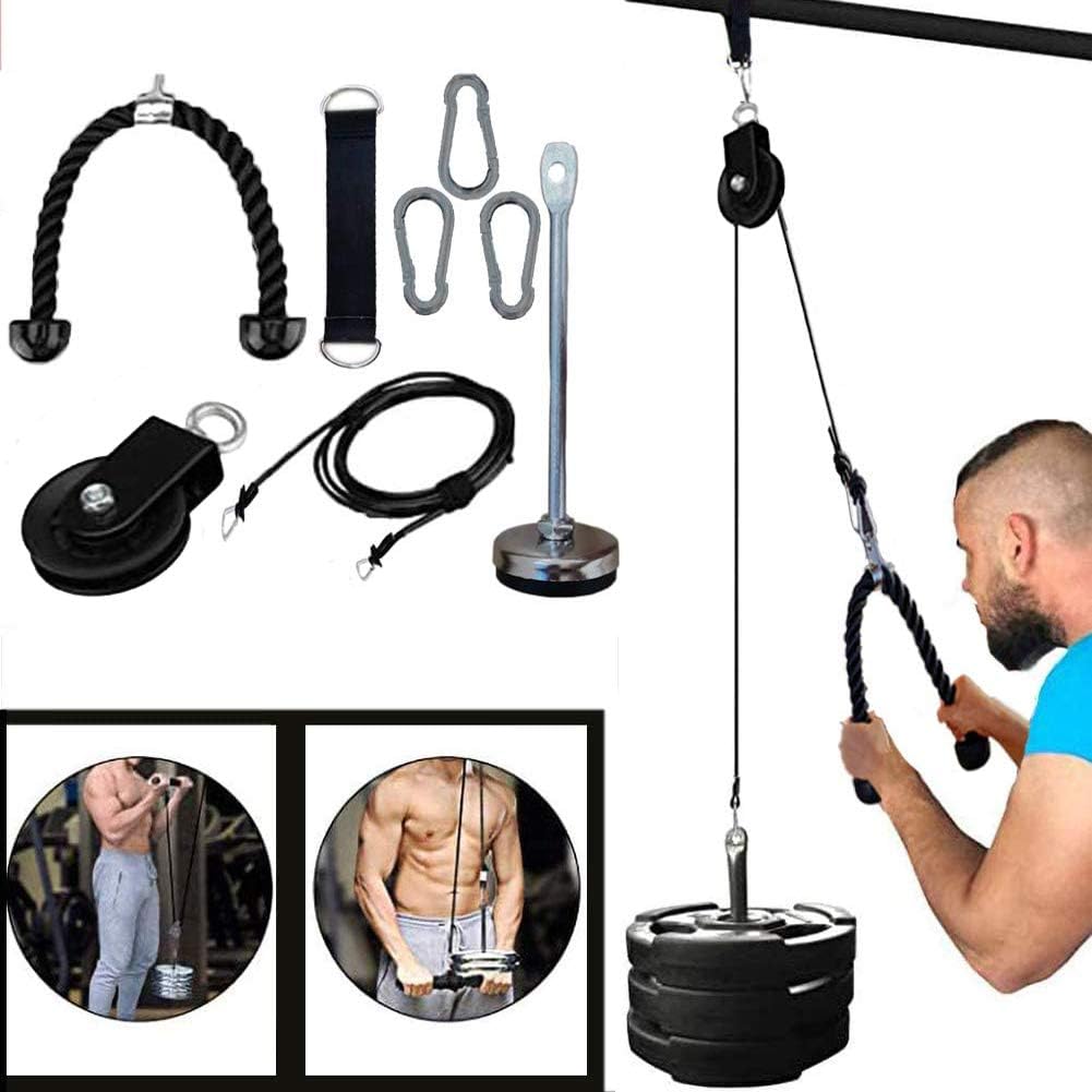 Pulley Cable Machine Men Women Professional Muscle Strength Fitness Equipment Forearm Wrist Roller Training for LAT Pulldowns, Biceps Curl, Triceps Extensions Workout Curved : Sports & Outdoors