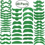 OULII Green Mustache Beard Self Adhesive Fake Mustache Costume St. Patrick's Day Accessories for Party Supplies 48 PCS