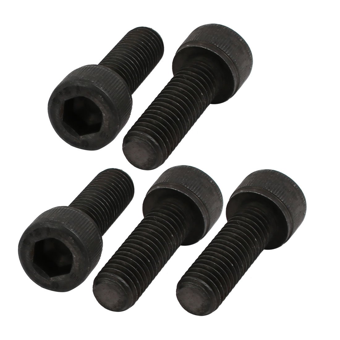 Sourcingmap 5pcs M10x30mm 12.9 Grade Hex Socket Cap Left Hand Thread Screw Bolt Black